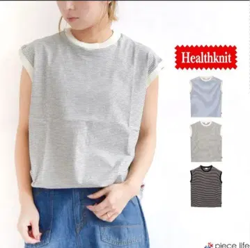 Healthknit 헬스니트 프렌치 슬리브 화이트 x 블랙