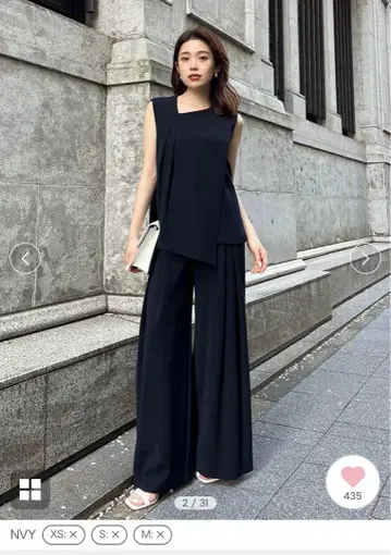 nuans 더블 새틴 사이드 턱 팬츠
