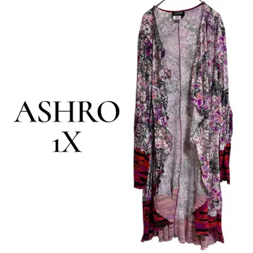 ASHRO (1X) 프릴 꽃무늬 롱 가디건