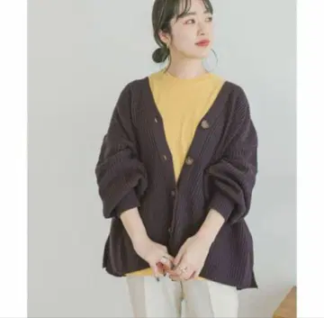 어반 리서치 카타아제 볼륨 니트 가디건 퍼플