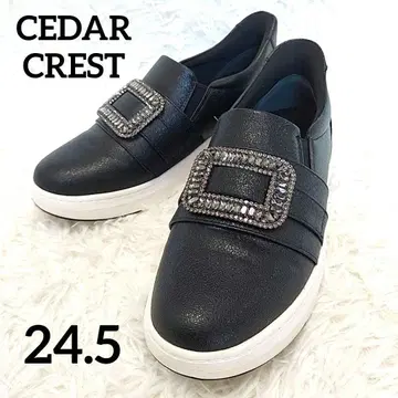 시더 크레스트 비쥬 장식 핑거프리 슈즈 블랙 24.5cm 반짝반짝