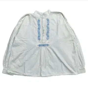 FRENCH ANTIQUE SHIRT 노카라 블라우스 자수