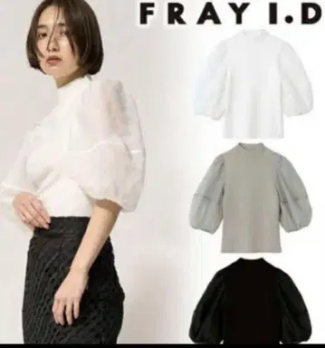 FRAY.I.D 그레이 보틀넥 시어 슬리브 니트