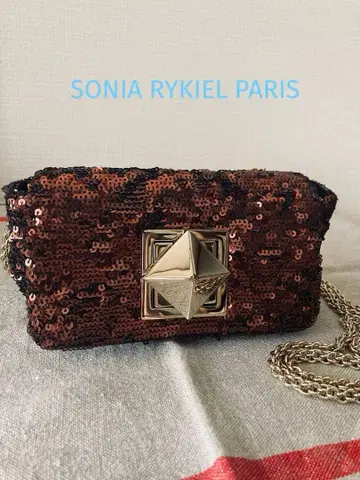 브라운 스팽글 미니 숄더백 SONIA RYKIEL