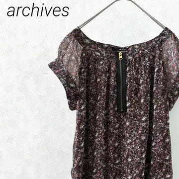 archives 블라우스 튜닉 꽃무늬 티어드 하프 지퍼 리본