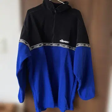 80' 빈티지 ellesse 하프 지퍼 플리스 자켓 파랑 블랙 LL