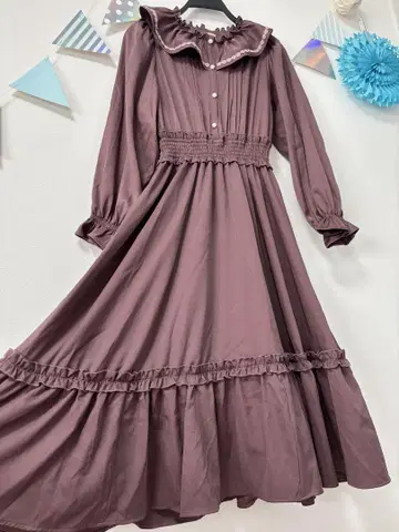 시마무라 아오키 미사코 장미 레이스 프릴 원피스