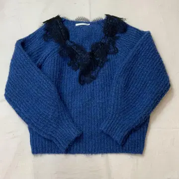A/W MOUSSY 마우지 니트 스웨터 레이스 옷깃 F