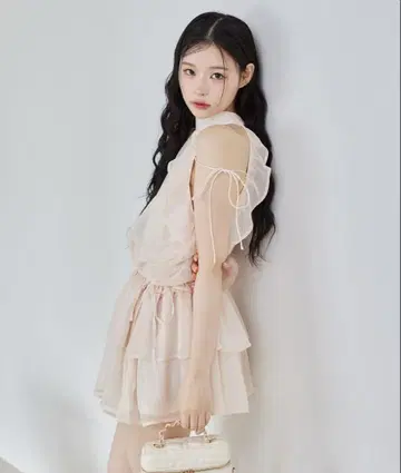 암홀 백리본 미니 원피스