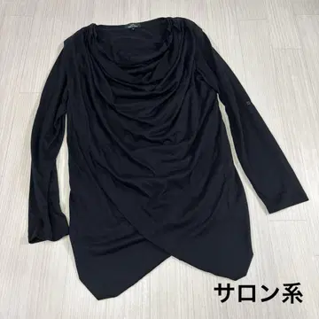 살롱계 y2k 블랙 긴팔 티셔츠 드레이프 디자인