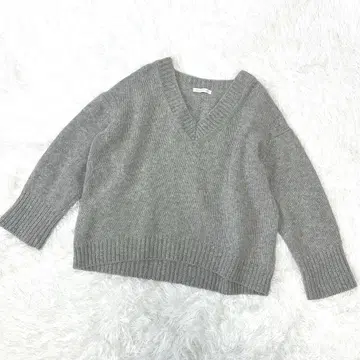 갤러리 비 파인 울 V넥 풀오버 라이트 그레이