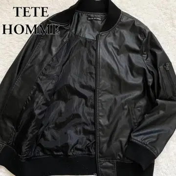 새상품급 TETE HOMME 테트옴 라이더스 블루종 자켓 가죽
