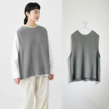kagure 카구레 코튼 니트 베스트 그레이