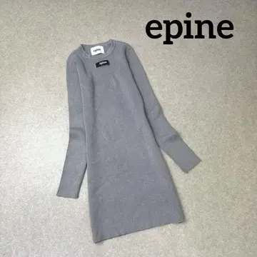 epine 에피누 긴팔 타이트 니트 원피스 미니 기장 그레이