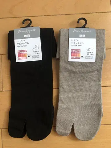 유니클로 마메쿠로구치 히트텍 타비 양말 23-25cm 2색 세트