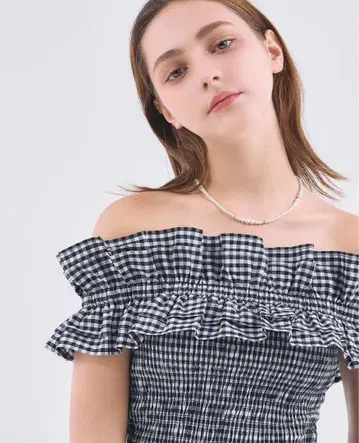 Marga 택 포함 미사용 새상품 GINGHAM FRILL TOP
