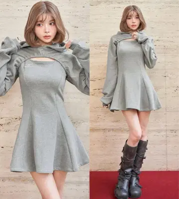 Darich  숏 후디 맨투맨 미니 원피스