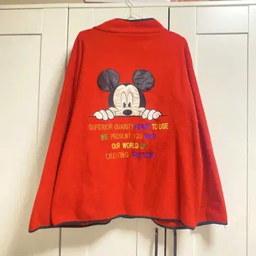 90s 미키 하프 지퍼 플리스 자켓 빨간색 구제 의류 vintage