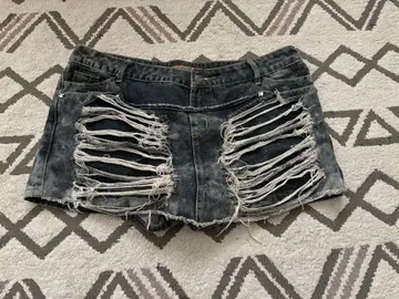 y2k grunge destroy blackdenim shortpants