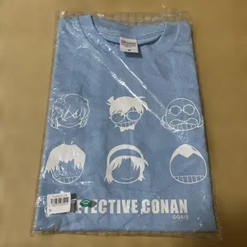 [ 미사용 새상품 ] 명탐정 코난 반팔 T셔츠 스카이블루 M 사이즈