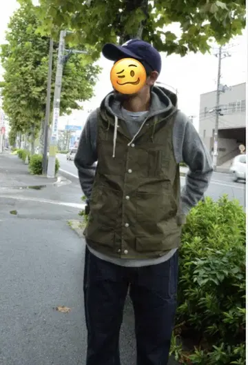 SASSAFRAS 초파 후드 부착 베스트 M 사이즈 올리브