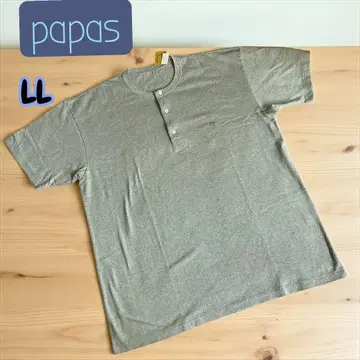미사용 papas 파파스 헨리넥 티셔츠 그레이 LL XL 자수
