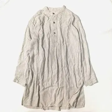 UNIVERSAL TISSU 밴드 카라 셔츠 실크 린넨 헤링본