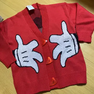택 포함 미키 가디건 백 프린트 있음