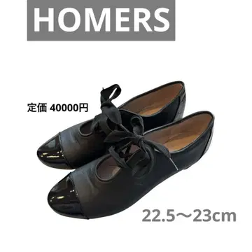새상품급 HOMERS 블랙 발레 신발 리본 끈 36 23cm
