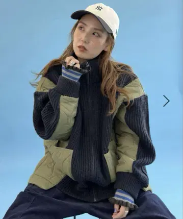 MODE NOME CORE 리브 x 퀼트 지퍼 블루종 네이비 카키