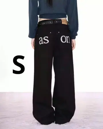 as''on ason 블랙 스트레이트 데님 팬츠