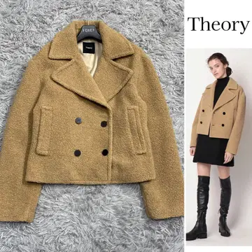 새상품급 22AW 띠어리 7만 TEDDY FLEECE 보아 P코트 카멜