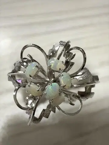 SILVER 실버 오팔 브로치