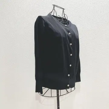 본머스리 니트 가디건 M 블랙 비쥬 버튼 면100% 귀여운