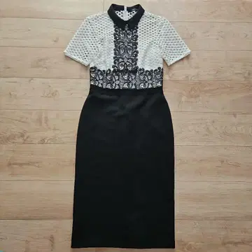 ZARA WOMAN 블랙 x 화이트 레이스 도킹 원피스 새상품급