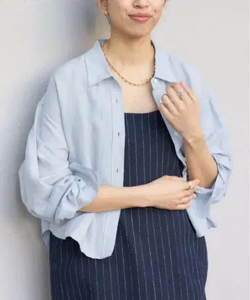 IENA 라미 셀룰로스 숏 셔츠 색스 블루