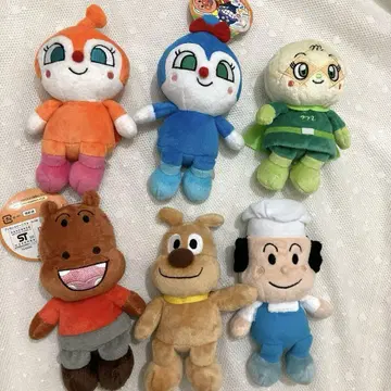 택 포함 새상품급 콩 호빵맨 캐릭터 세트 봉제 인형