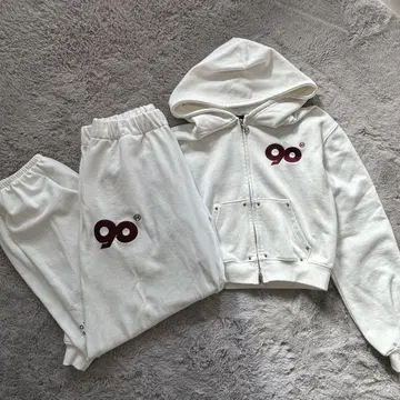9090 girl 90 로고 글리터 셋업 화이트