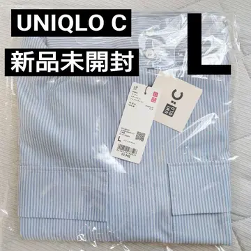 유니클로C 코튼 스탠드 카라 셔츠 자켓 스트라이프 블루 L 2