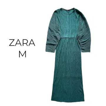 ZARA 롱 원피스 M 비침 드레스 경사 리브 허리밴딩