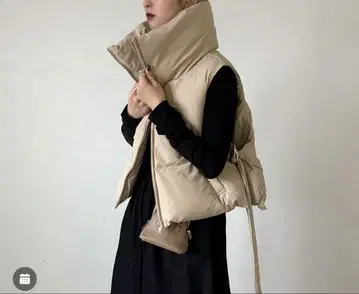 CFT 하이넥 파이버 다운 베스트 M 베이지