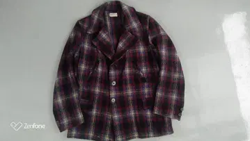빈티지 40s Sportclad 체크 무늬 피 코트 울 코트