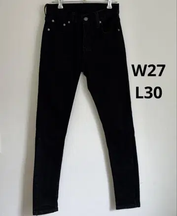 리바이스 블랙 데님 스키니 테이퍼드 W27 L30