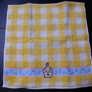 토끼 자수 체크 타월 손수건