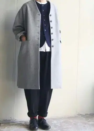 아틀리에 나루세 멜톤 울 코쿤 코트 그레이