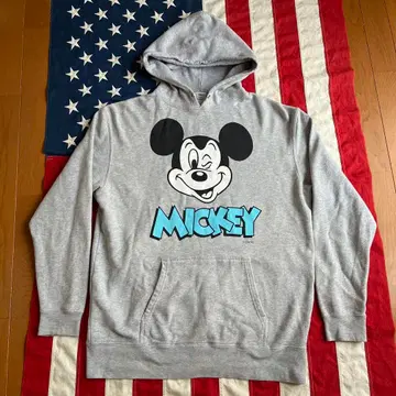 00s 빈티지 미키 풀오버 맨투맨 후드티 XL 그레이