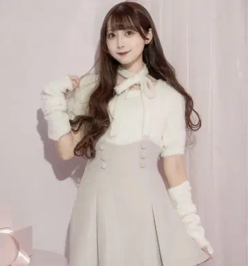 암워머 포함 테디 니트 화이트