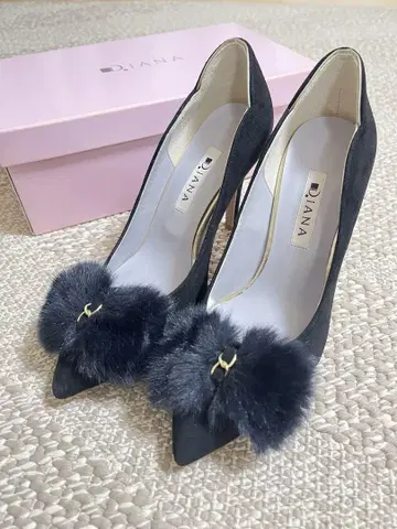 DIANA 블랙 퍼 하이힐 펌프스 스틸레토 23cm