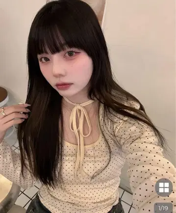 nugu 도트 롱 슬리브 T셔츠