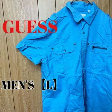 TN130 [US 수입 ] GUESS 반팔 셔츠 [남성용 L ] 블루